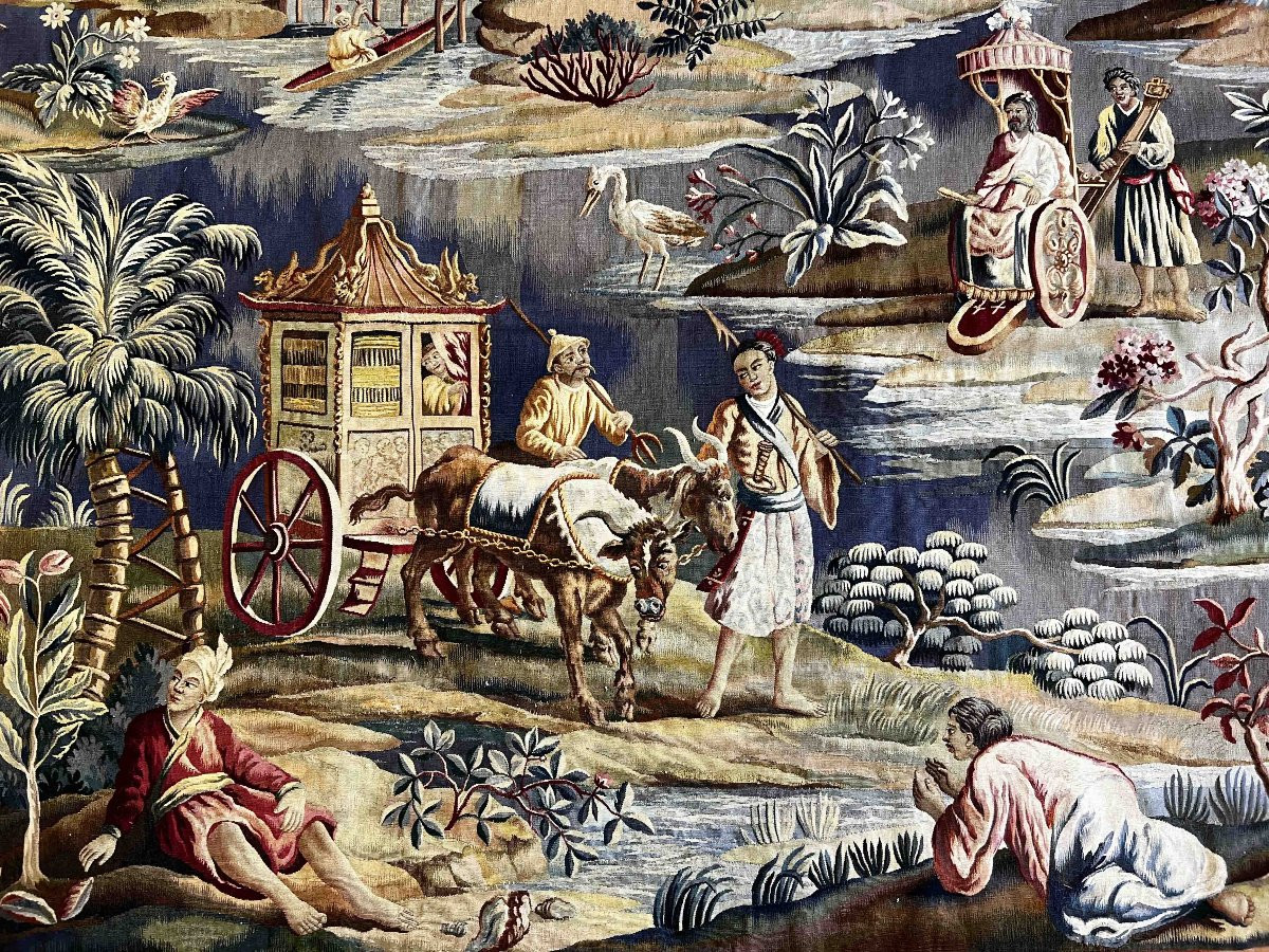 Chinoiserie - Tapestry From The Aubusson Manufactory, Circa 1860 - 2.70m X 1.83m - No. 1100-photo-7