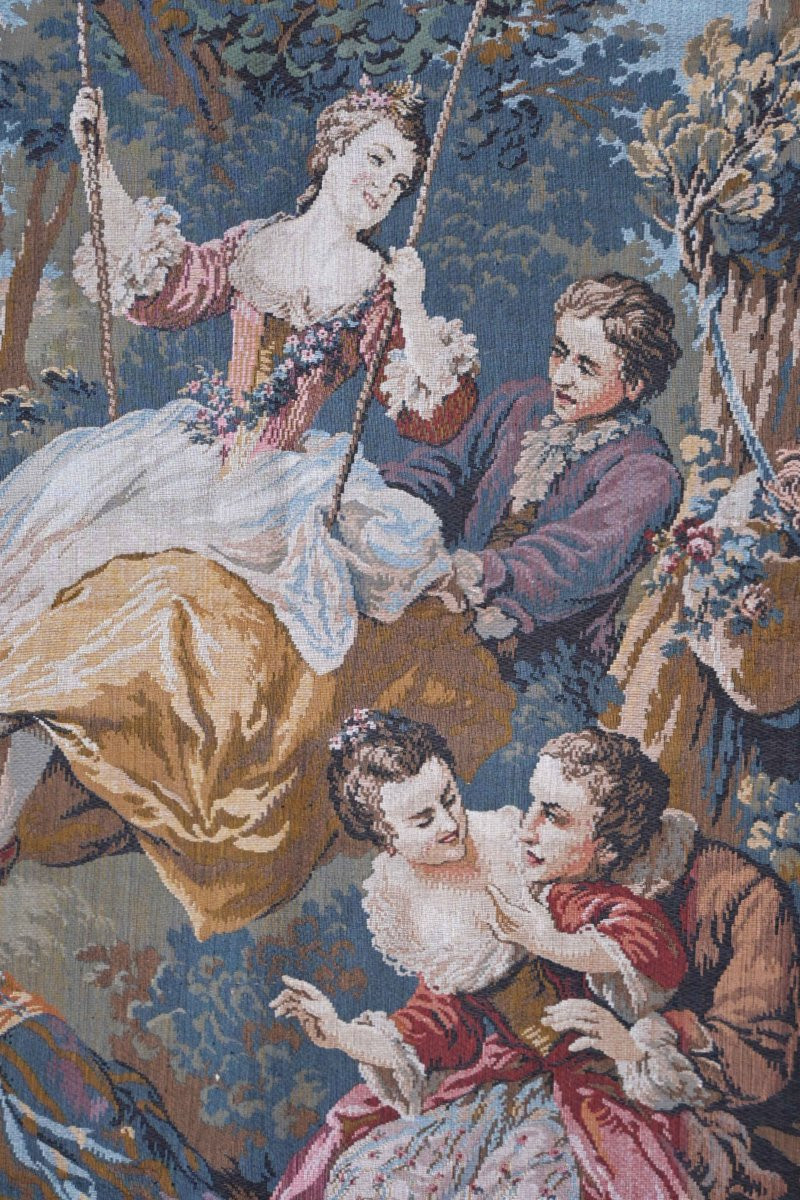 Tapestry Weaving Art By Lys Jacqurd - The Swing After Jean-honoré Fragonard - No. 1620-photo-3