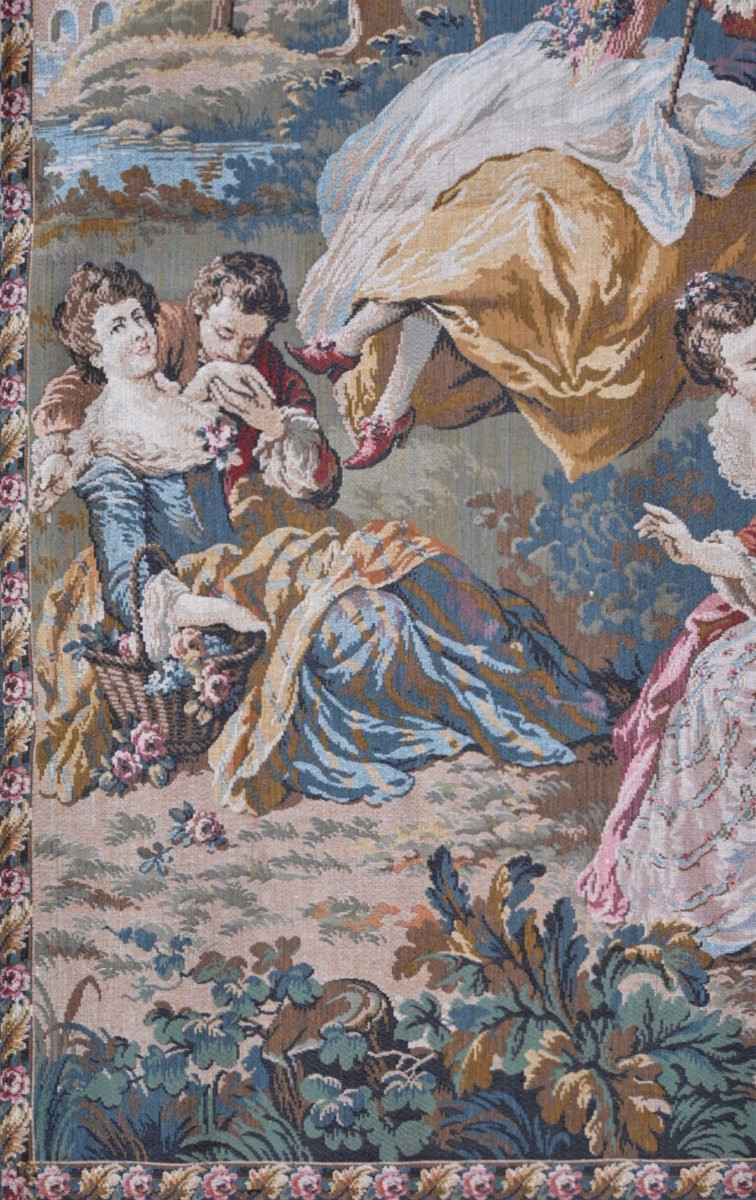 Tapestry Weaving Art By Lys Jacqurd - The Swing After Jean-honoré Fragonard - No. 1620-photo-3