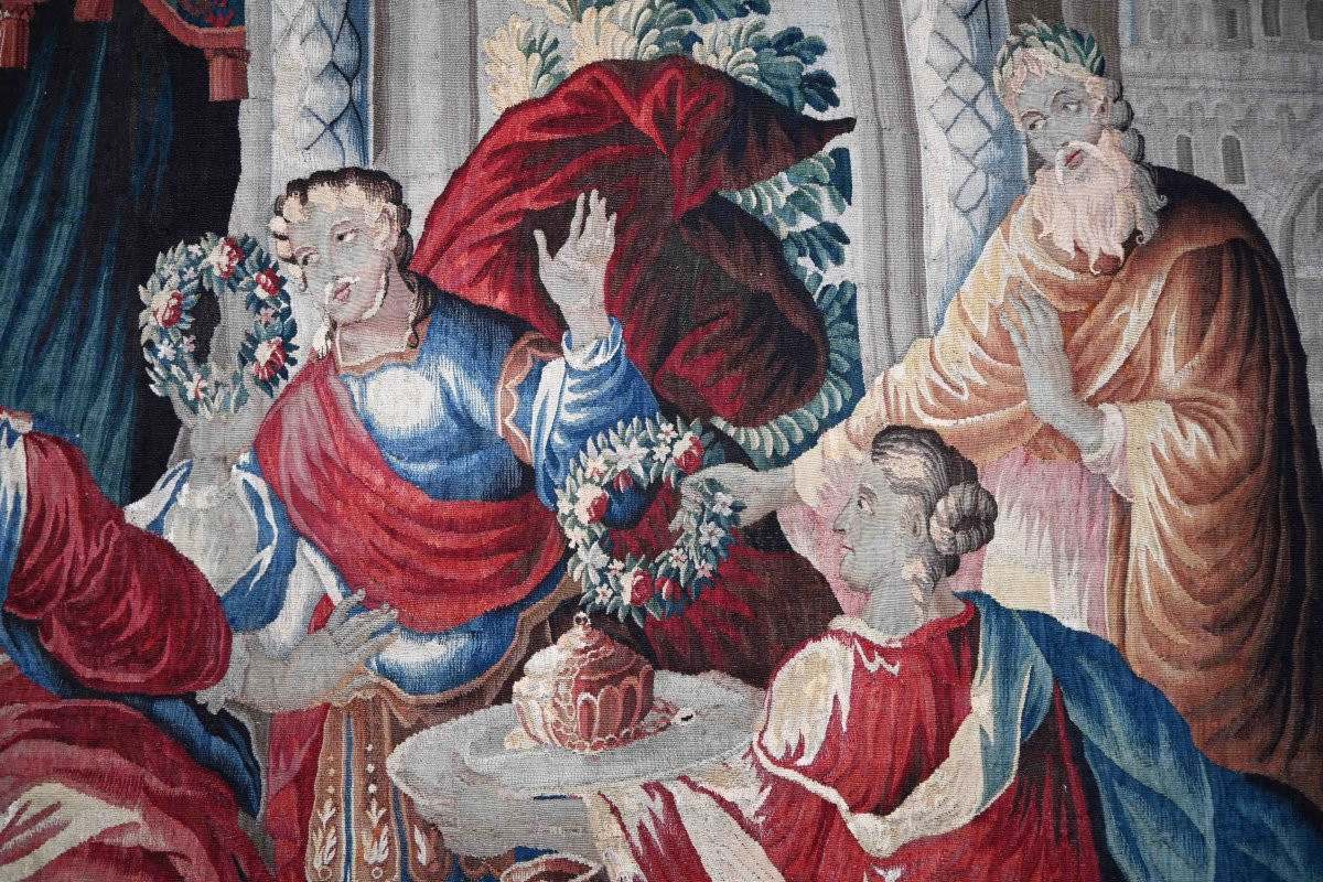 Tapestry, Royal Aubusson Manufactory, 18th Century - Homage To Psyche After Isaac Moillon - No. 1613 -photo-3