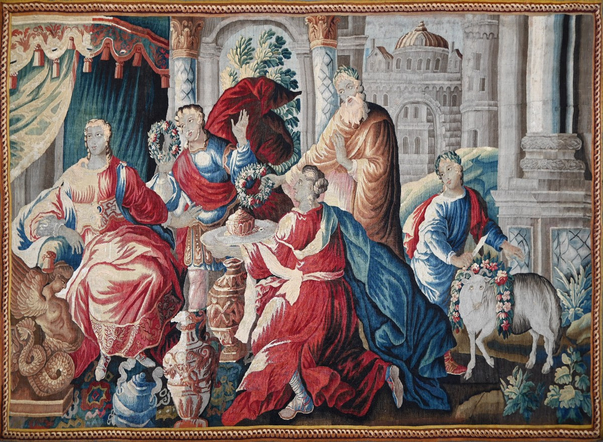 Tapestry, Royal Aubusson Manufactory, 18th Century - Homage To Psyche After Isaac Moillon - No. 1613 