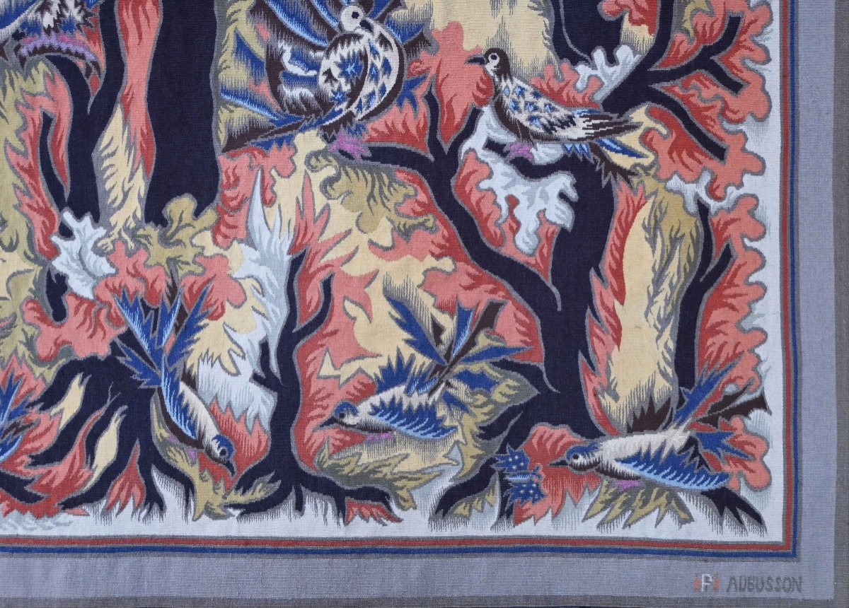 Aubusson Tapestry, Pinton Frères – Birds In The Forest, Elie Grekoff – Bolduc, N° 1634-photo-1