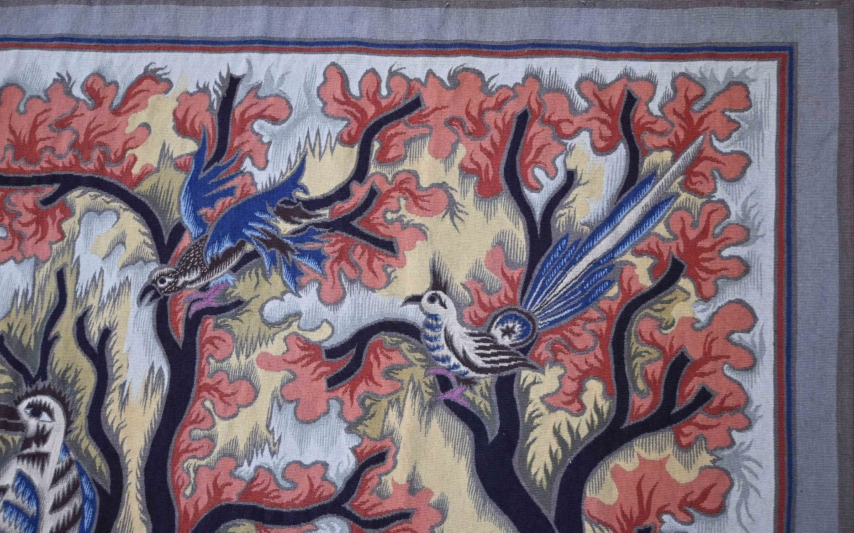 Aubusson Tapestry, Pinton Frères – Birds In The Forest, Elie Grekoff – Bolduc, N° 1634-photo-2