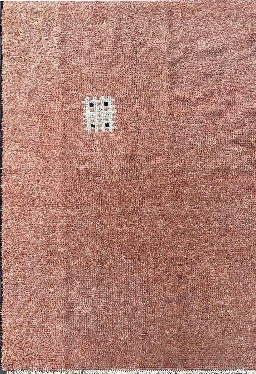 Tapis français – Minimalisme oriental en rose poudré, esprit berbère - Circa 1960 - N° 1222-photo-2