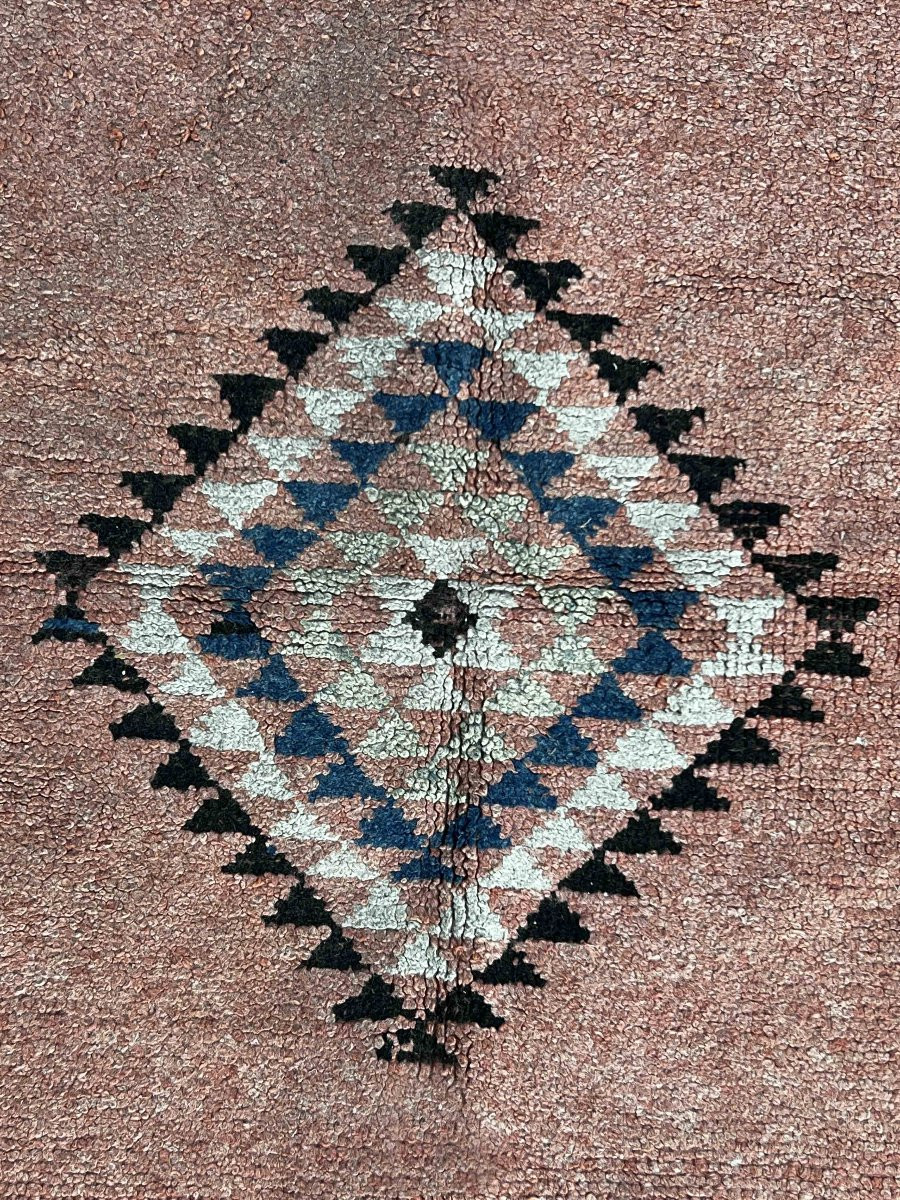 Tapis français – Minimalisme oriental en rose poudré, esprit berbère - Circa 1960 - N° 1222-photo-4