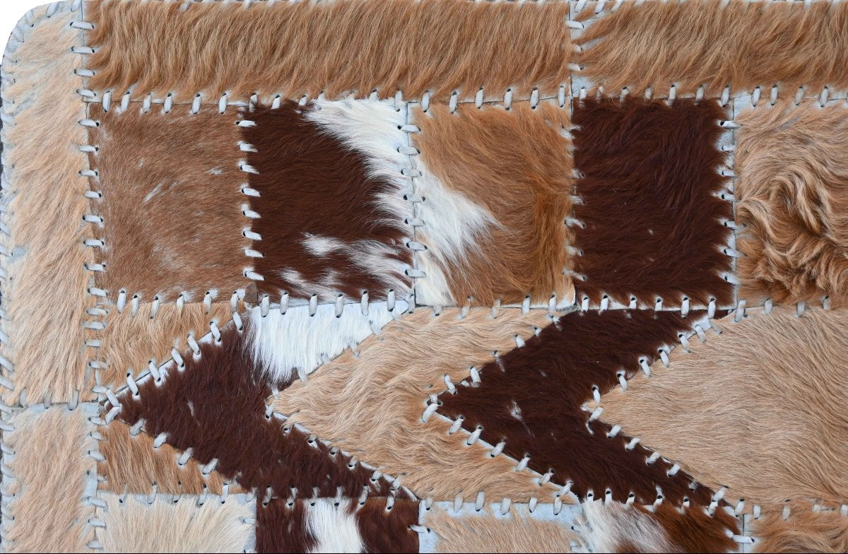 Patchwork Rug In Animal Fur, Circa 1980 - 60×120cm - No. 1635-photo-4