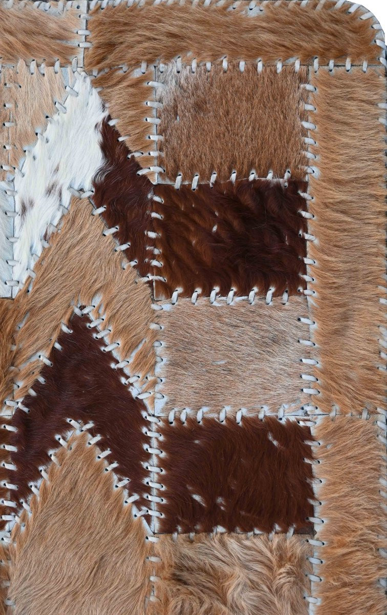 Patchwork Rug In Animal Fur, Circa 1980 - 60×120cm - No. 1635-photo-1