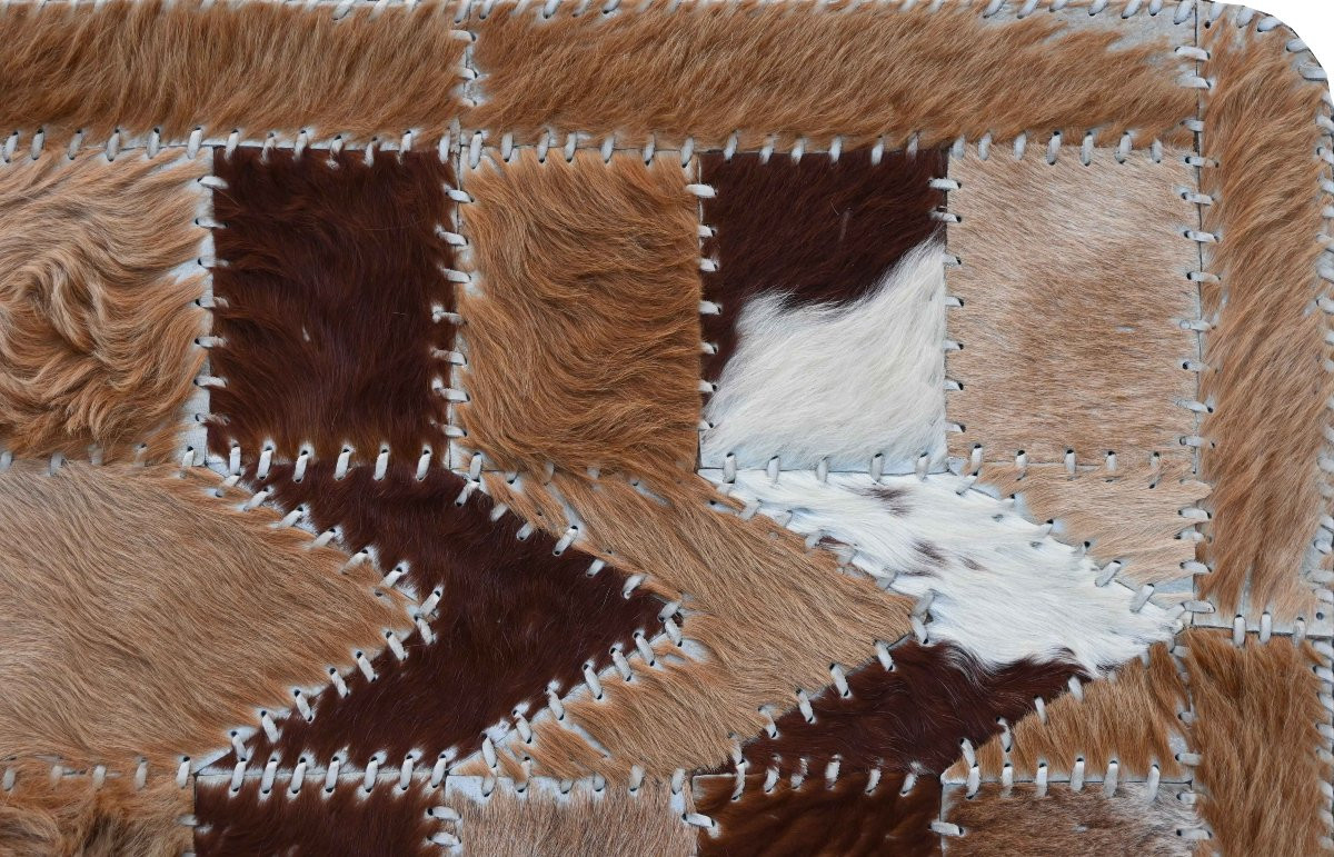 Patchwork Rug In Animal Fur, Circa 1980 - 60×120cm - No. 1635-photo-2