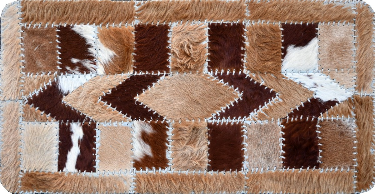 Patchwork Rug In Animal Fur, Circa 1980 - 60×120cm - No. 1635