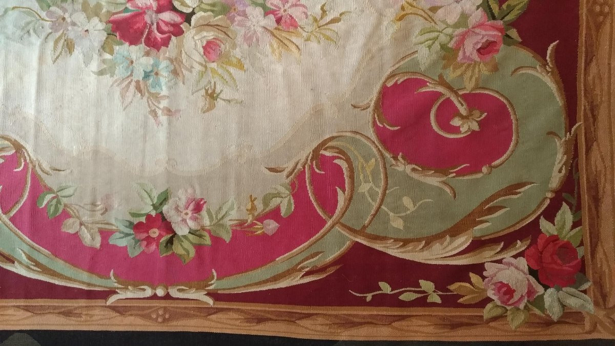 Tapis Napoleon III de la Manufacture Aubusson XIX &egrave;me si&egrave;cle - 2m33x1m70 - N&deg; 1151-photo-1