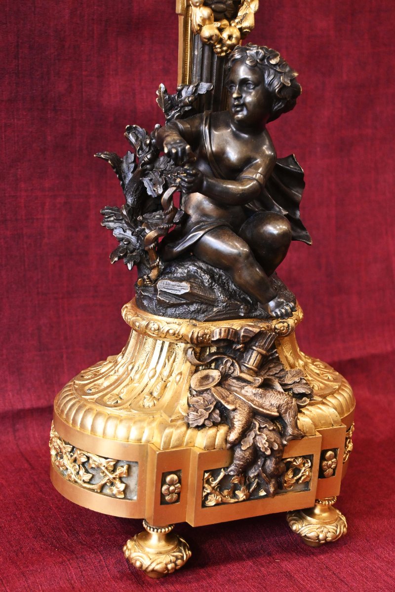 Candélabre à Six Bras de Lumière en Bronze Patiné et Doré – Époque Napoléon III - N° 1721-photo-2