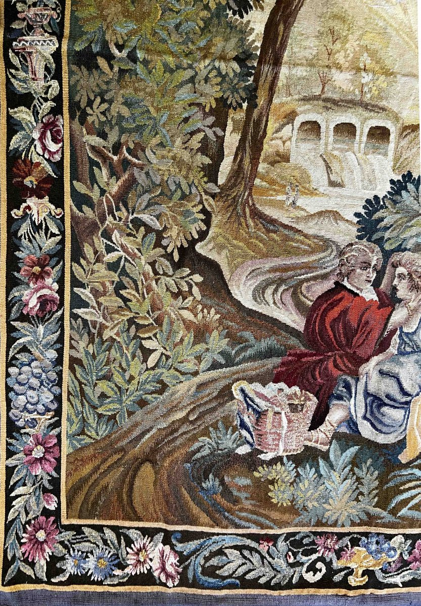 Tapisserie à scène galante, Manufacture d’Aubusson, XIXᵉ siècle – 2,05 × 1,45 m – N° 1008-photo-1
