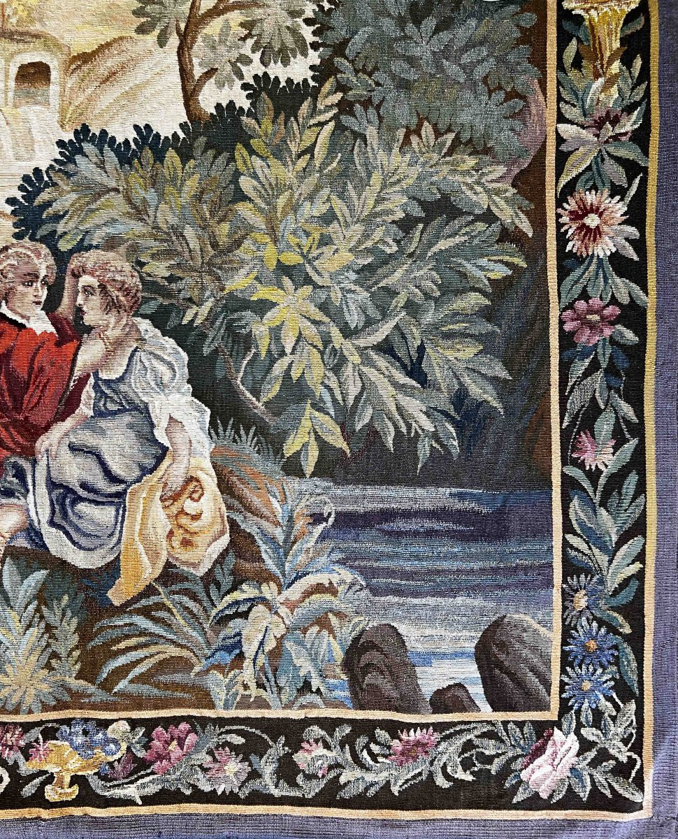 Tapisserie à scène galante, Manufacture d’Aubusson, XIXᵉ siècle – 2,05 × 1,45 m – N° 1008-photo-2