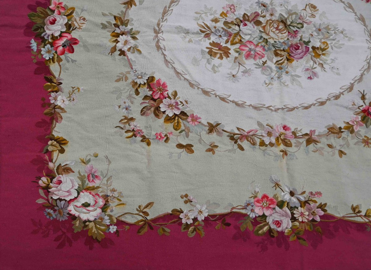Tapis Napoleon III de la Manufacture Aubusson XIXe ciècle - 1m90x1m60 - N° 1241-photo-1