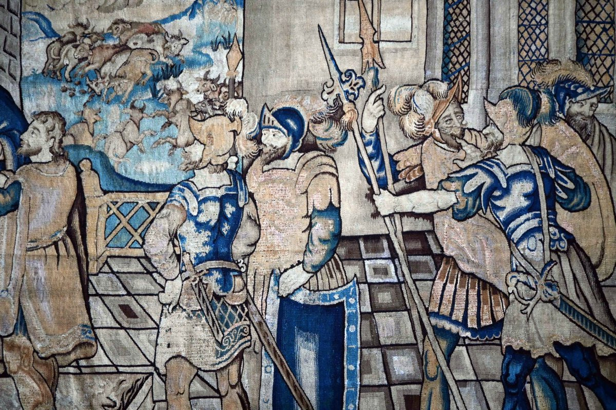 Tapestry From The Flanders Manufactory, 17th Century, David Presented To King Saul - No. 1590-photo-3