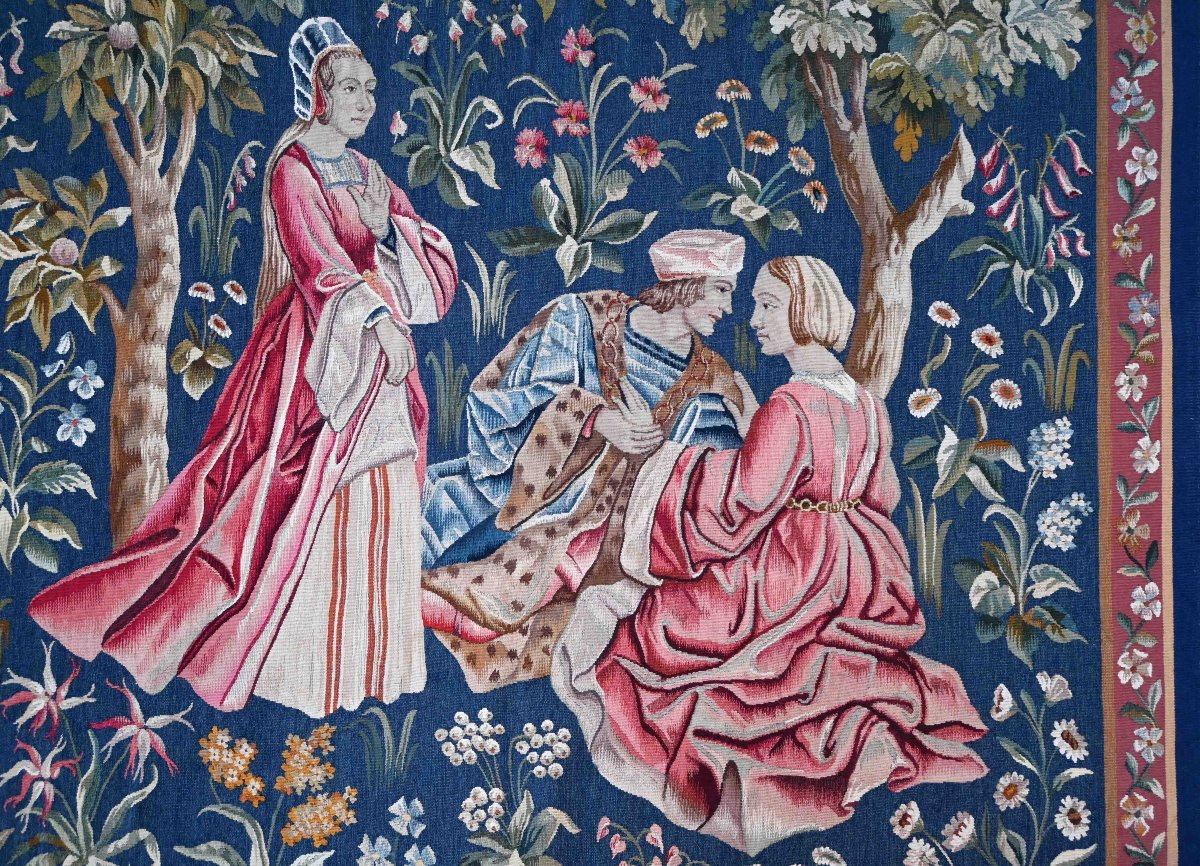 Medieval Scene Tapestry From The Aubusson Manufactory, 19th Century - 145cmw X 185cmh - No. 1633-photo-2