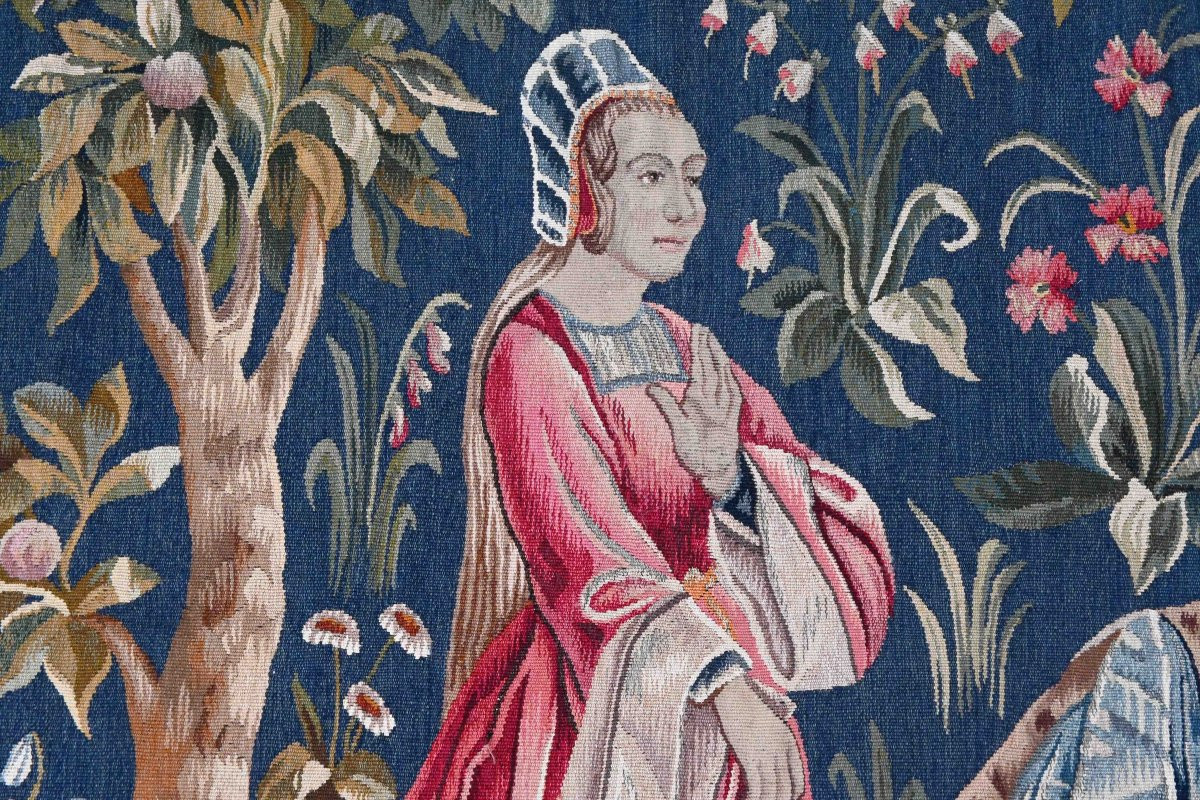Medieval Scene Tapestry From The Aubusson Manufactory, 19th Century - 145cmw X 185cmh - No. 1633-photo-4
