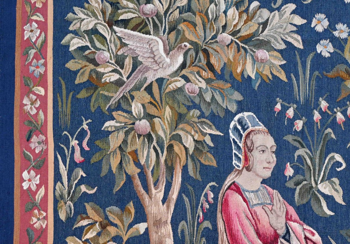 Medieval Scene Tapestry From The Aubusson Manufactory, 19th Century - 145cmw X 185cmh - No. 1633-photo-2