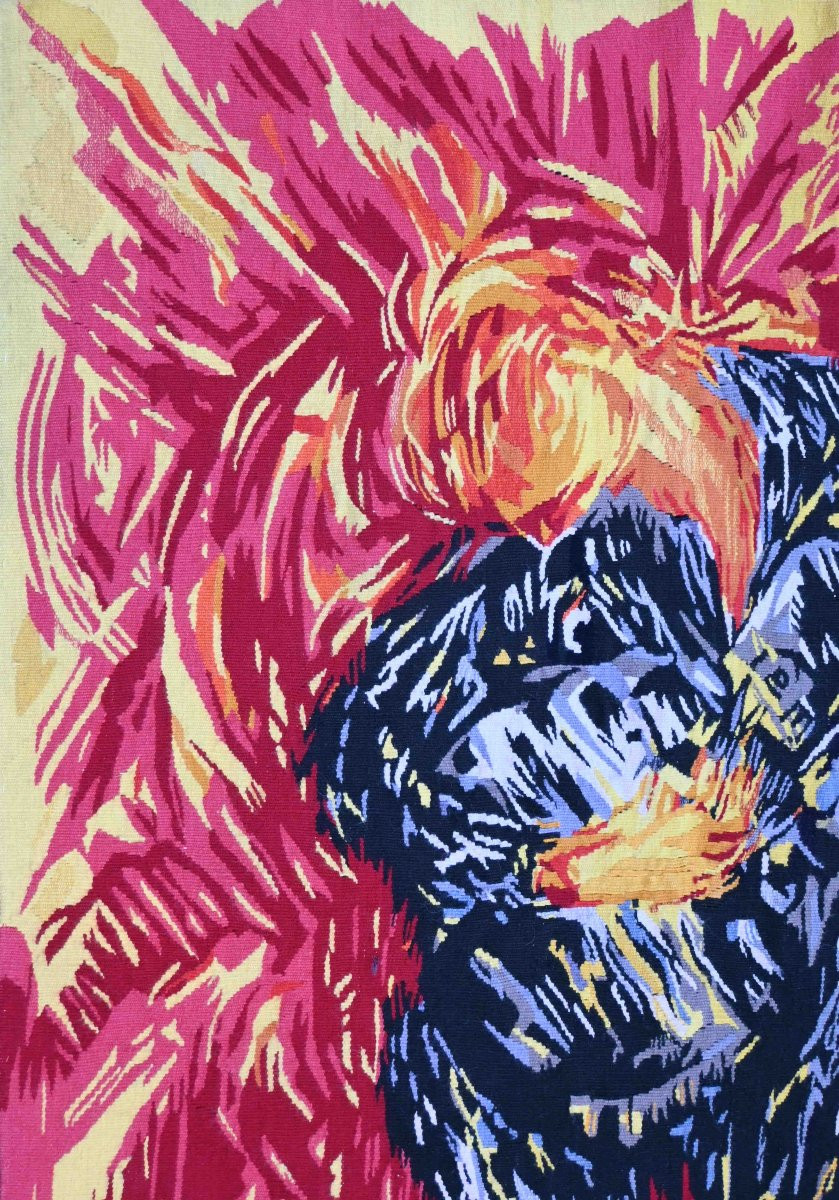 20th-century Aubusson Tapestry, The Guitarist, Robert Bouquillon – 100cmw×130cmh – No. 1637-photo-2