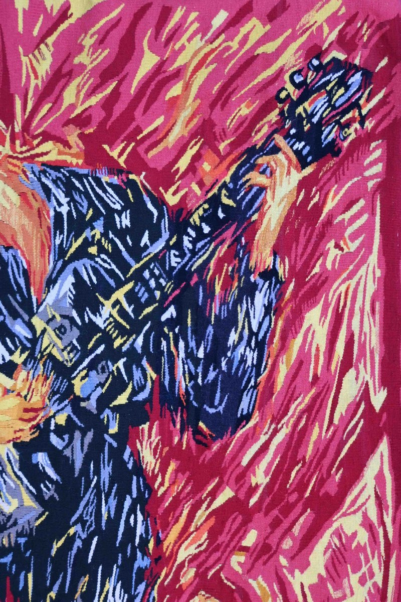 20th-century Aubusson Tapestry, The Guitarist, Robert Bouquillon – 100cmw×130cmh – No. 1637-photo-3