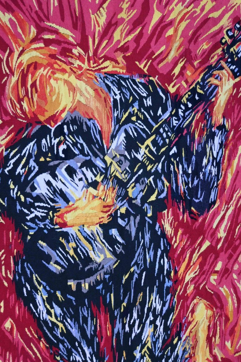 20th-century Aubusson Tapestry, The Guitarist, Robert Bouquillon – 100cmw×130cmh – No. 1637-photo-2