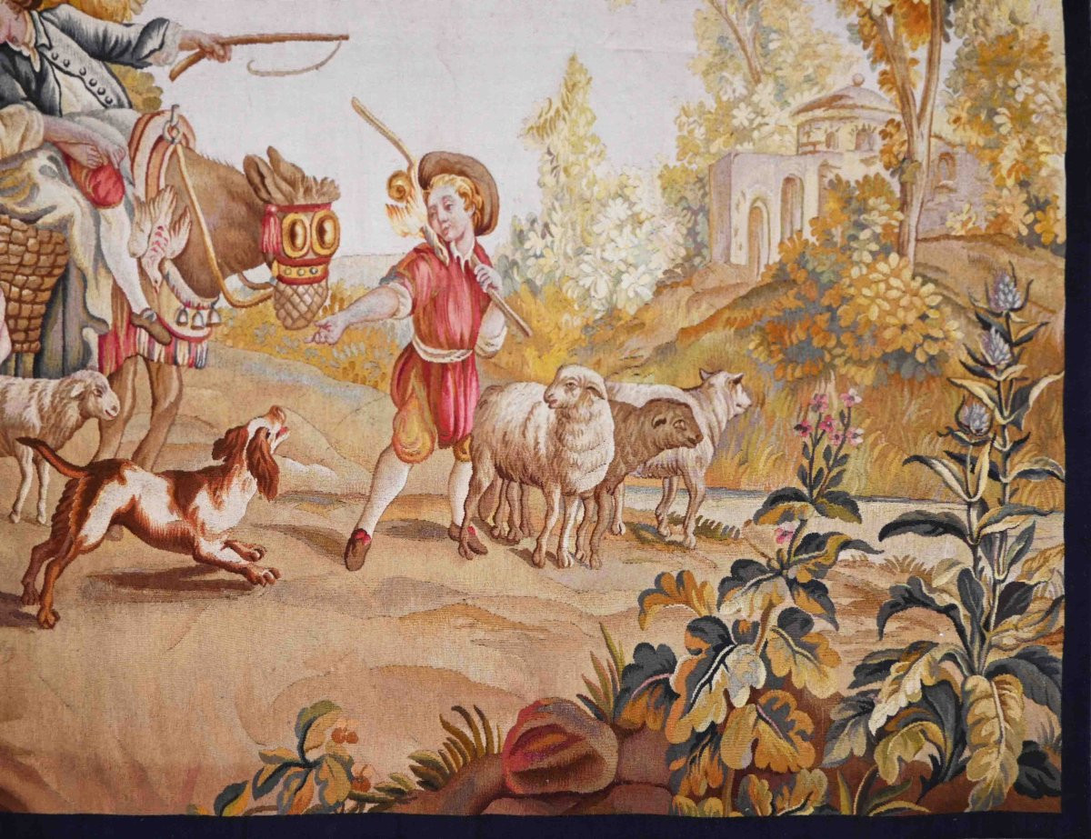 Aubusson Tapestry – Pastoral Scene, Idealized Country Life - No. 1344-photo-6