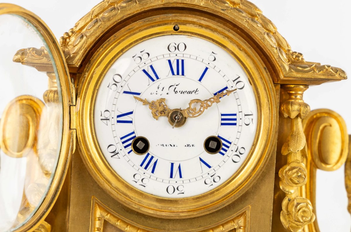 Louis XVI-style Gilt-bronze Mantel Set – No. 1691-photo-2