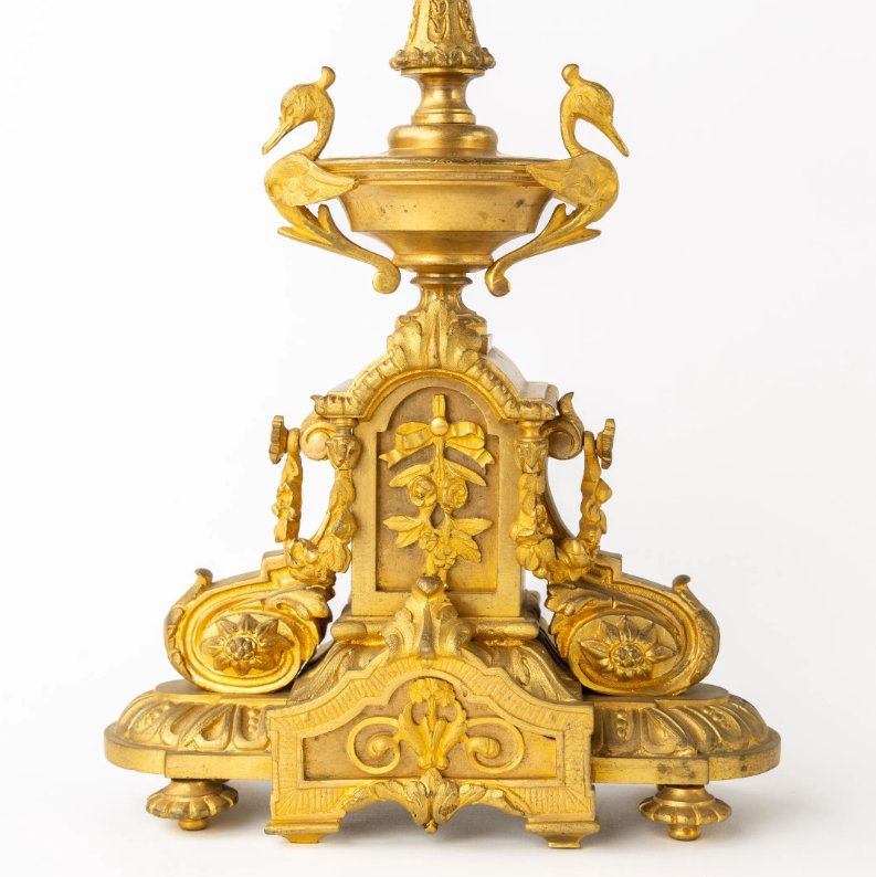 Louis XVI-style Gilt-bronze Mantel Set – No. 1691-photo-4