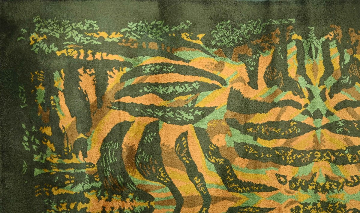 Signed Maurice André Rug, Symmetrical Abstract Composition, Circa 1960 - No. 1607-photo-3