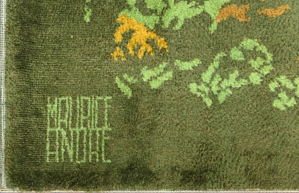 Signed Maurice André Rug, Symmetrical Abstract Composition, Circa 1960 - No. 1607-photo-4