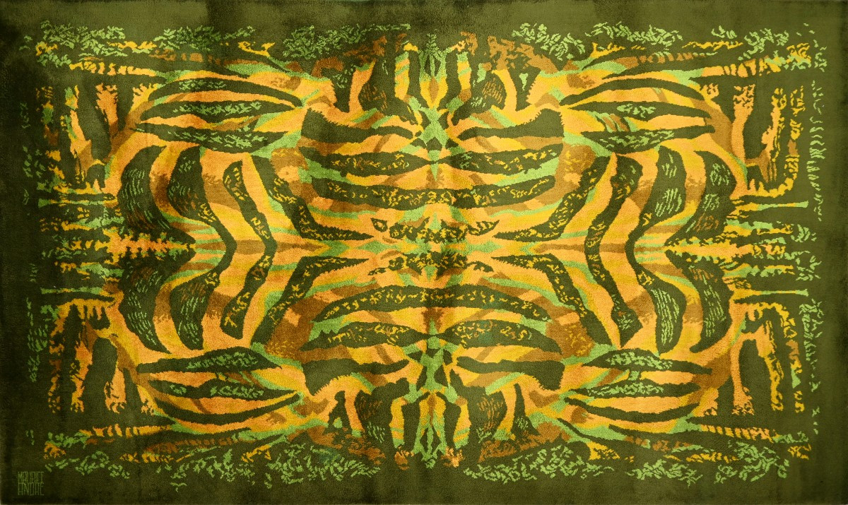 Signed Maurice André Rug, Symmetrical Abstract Composition, Circa 1960 - No. 1607