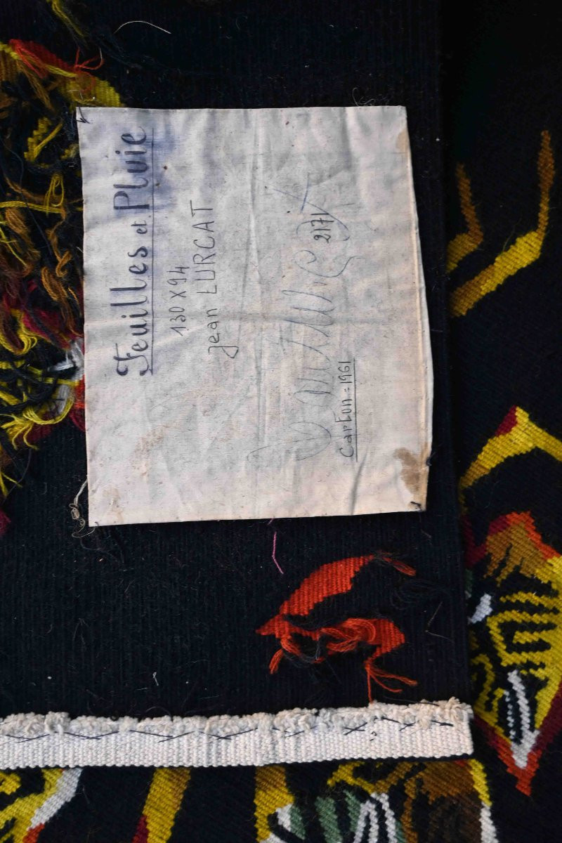 Aubusson Tapestry, Circa 1961 - Leaves And Rain, Jean Lurçat - W94 X H130 Cm - No. 1495-photo-5