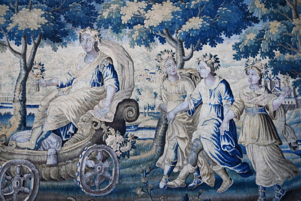 Tapisserie Manufacture Royal Aubusson 17e "Le Triomphe de Flore" apres Charles Le Brun N 1643-photo-2