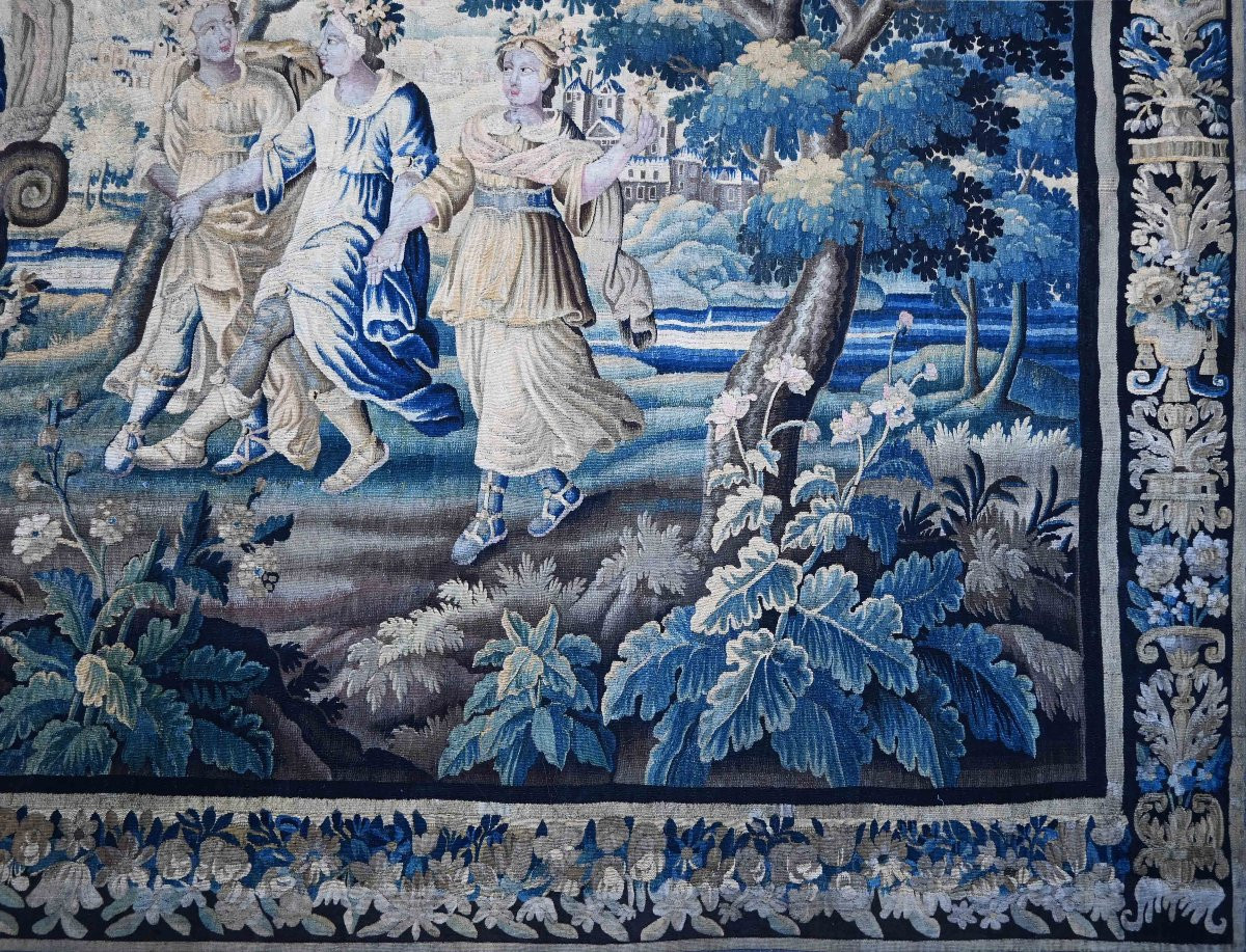 Tapisserie Manufacture Royal Aubusson 17e "Le Triomphe de Flore" apres Charles Le Brun N 1643-photo-4