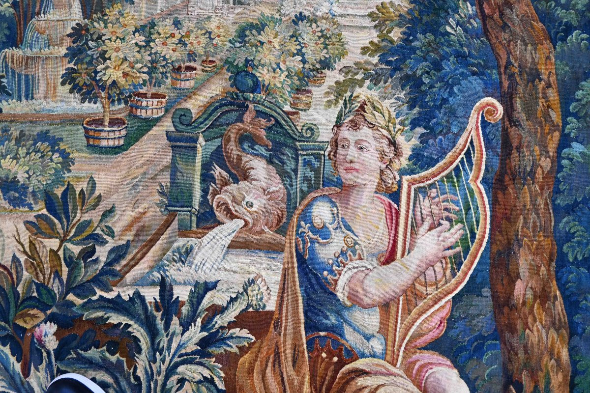 Tapestry "apollo In The Orangery Of Versailles" - Brussels Manufacture, 18th Century - No. 1480-photo-2