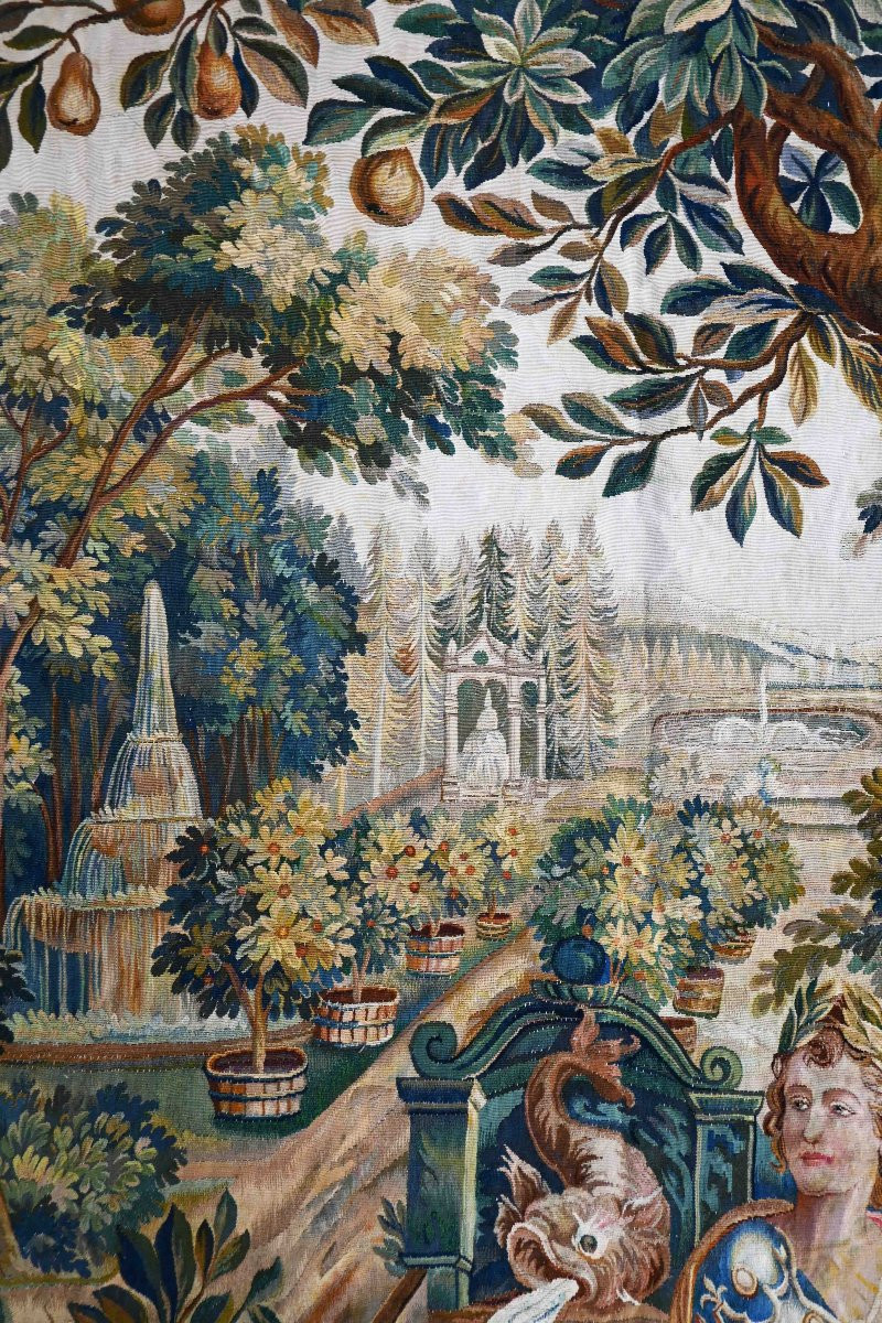 Tapestry "apollo In The Orangery Of Versailles" - Brussels Manufacture, 18th Century - No. 1480-photo-1