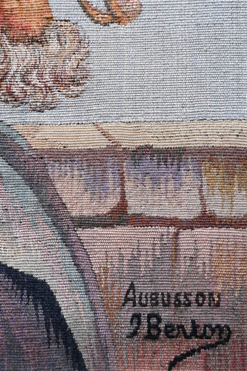 Framed Tapestry, Sailor Smoking A Pipe – Atelier Berton – 56 × 48 × 6 Cm – No. 1646-photo-3