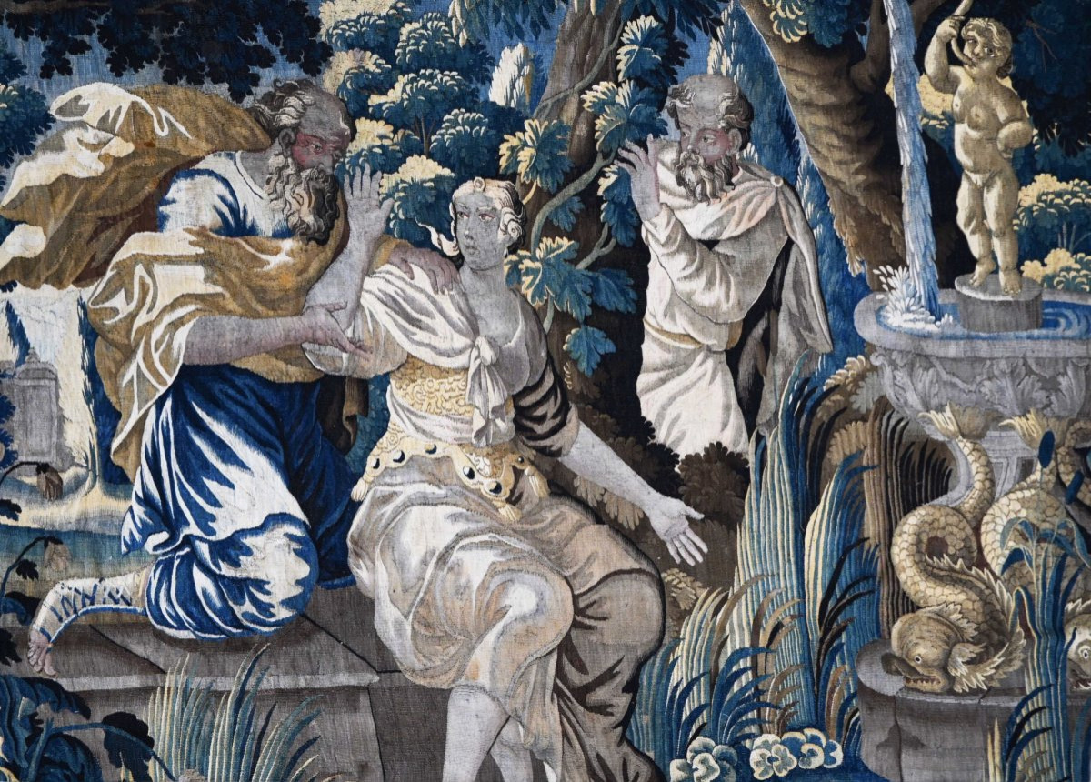 17th Century Aubusson Tapestry - The Story Of Susanna And The Two Old Men - N° 1658-photo-2