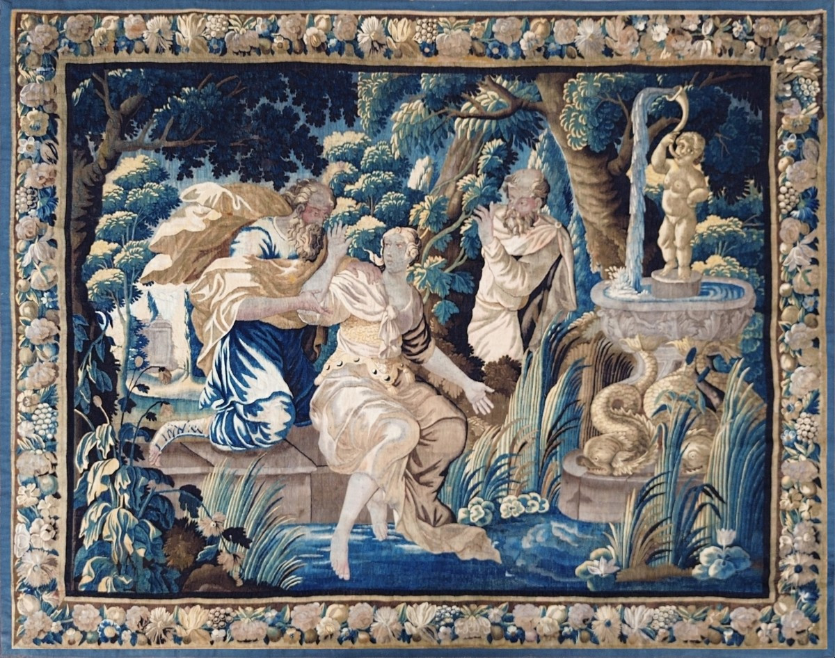 17th Century Aubusson Tapestry - The Story Of Susanna And The Two Old Men - N° 1658