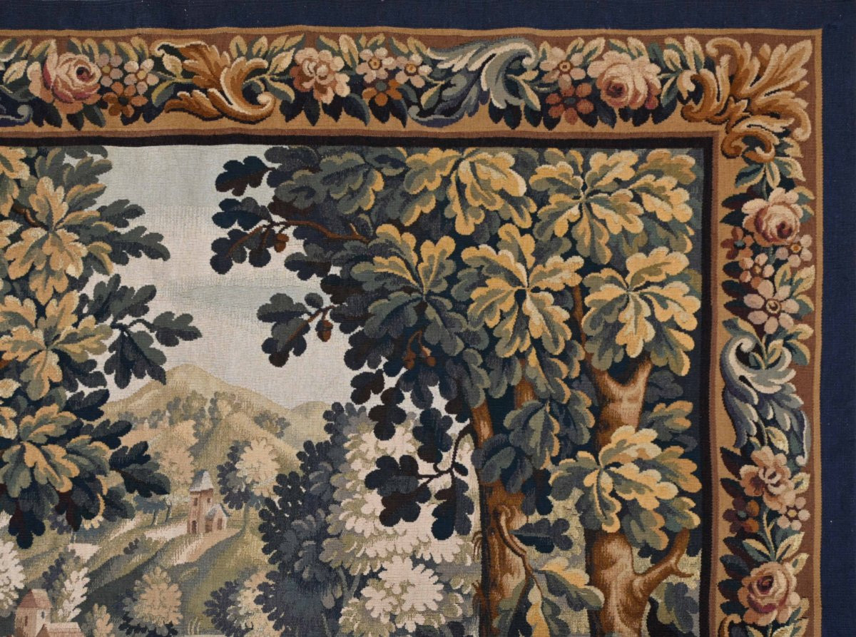 Tapisserie Verdure d'Aubusson - Atelier Tabard - Paysage au Héron - 170x155 cm - N° 1659-photo-2
