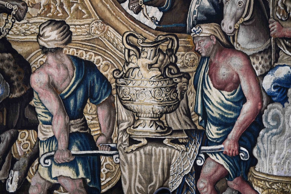 Tapisserie Aubusson XVIIème, L’Entrée d’Alexandre dans Babylone d’après Charles Le Brun -N 1610-photo-3