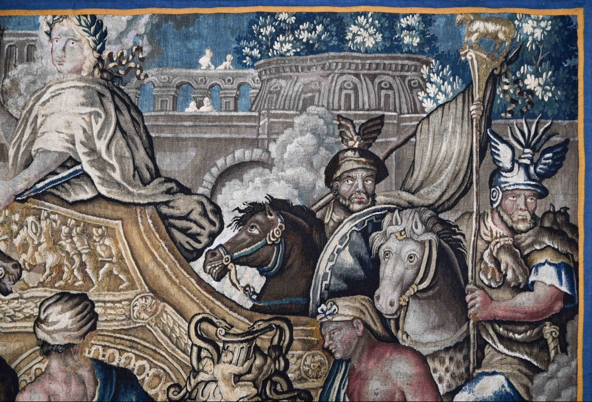 Tapisserie Aubusson XVIIème, L’Entrée d’Alexandre dans Babylone d’après Charles Le Brun -N 1610-photo-3