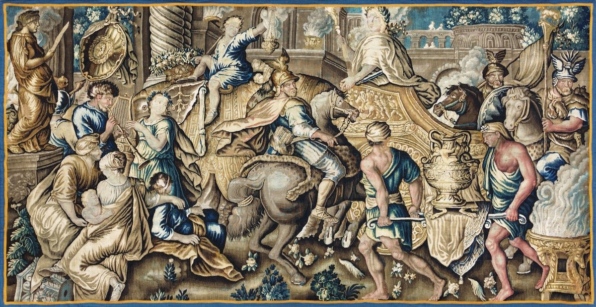 Tapisserie Aubusson XVIIème, L’Entrée d’Alexandre dans Babylone d’après Charles Le Brun -N 1610