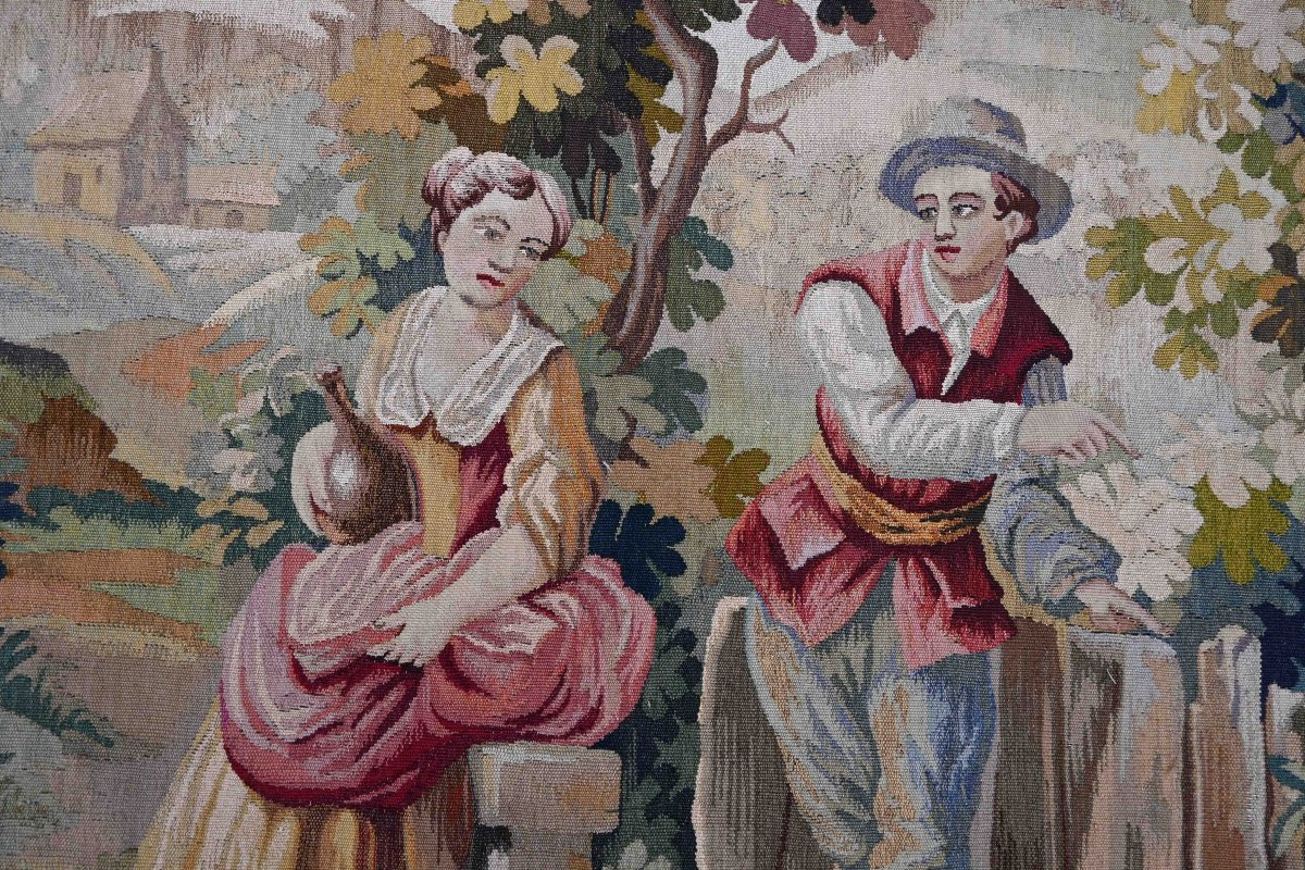 19th-century Aubusson Tapestry – Countryside Scene “game Of Pétanque” - N° 1332-photo-4