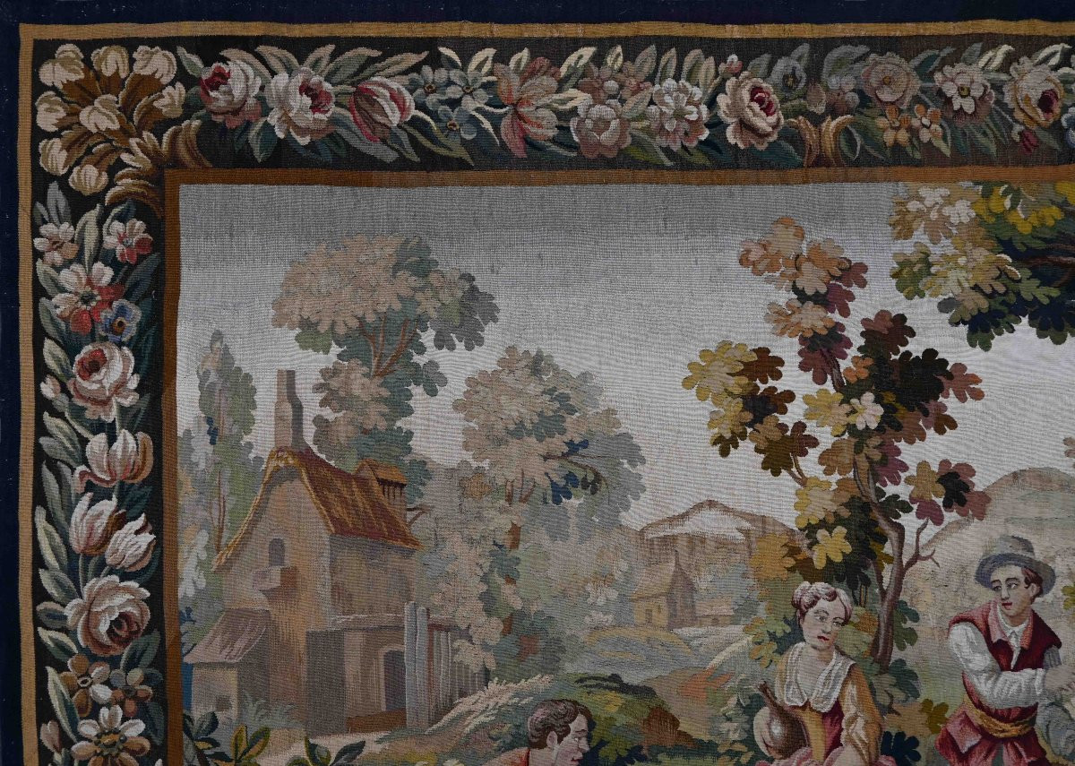 19th-century Aubusson Tapestry – Countryside Scene “game Of Pétanque” - N° 1332-photo-1