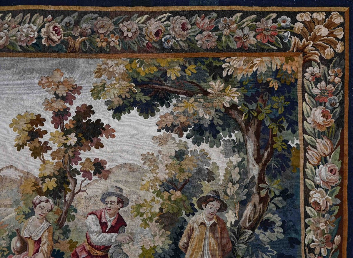 19th-century Aubusson Tapestry – Countryside Scene “game Of Pétanque” - N° 1332-photo-2