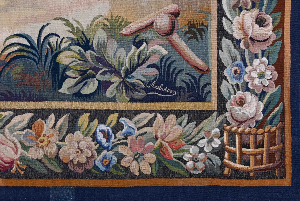 19th-century Aubusson Tapestry – Countryside Scene “game Of Pétanque” - N° 1332-photo-4