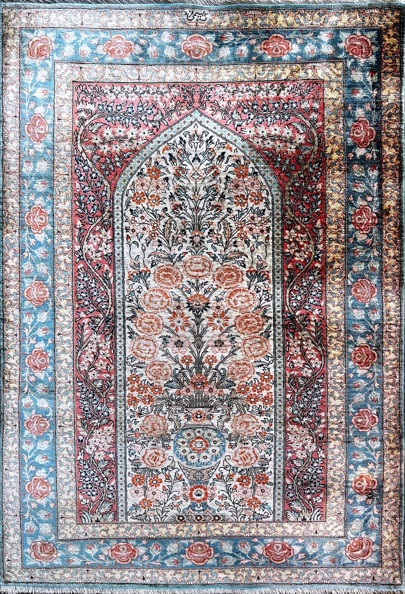 Tapis d’Orient Ghoum (Qom) – 100\% Soie – Fait Main – Iran – Pièce d’Exception - N° 1198