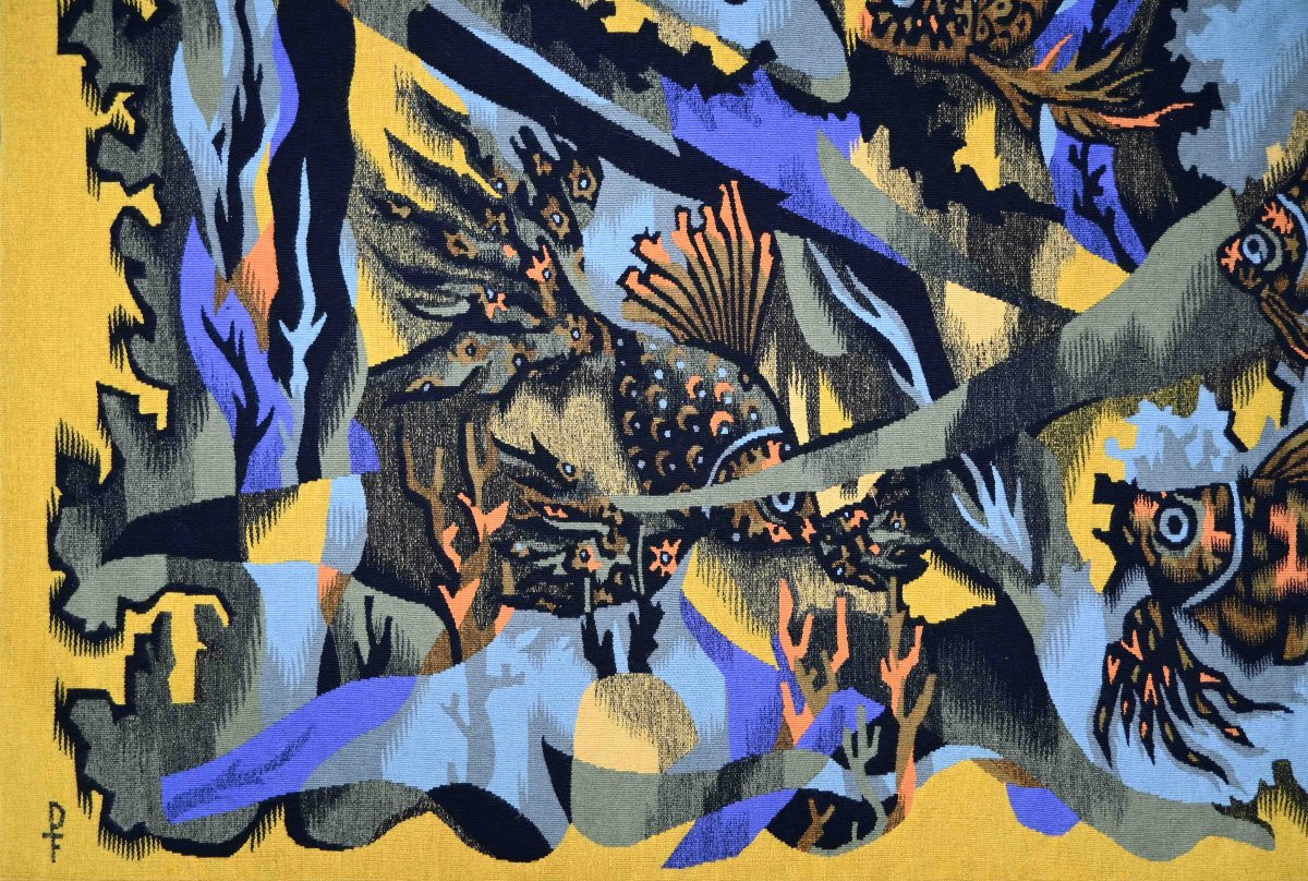 Aubusson Tapestry - Atelier Pintons Frers - Elie Grekoff, Poissons Oranges - N° 1469-photo-2