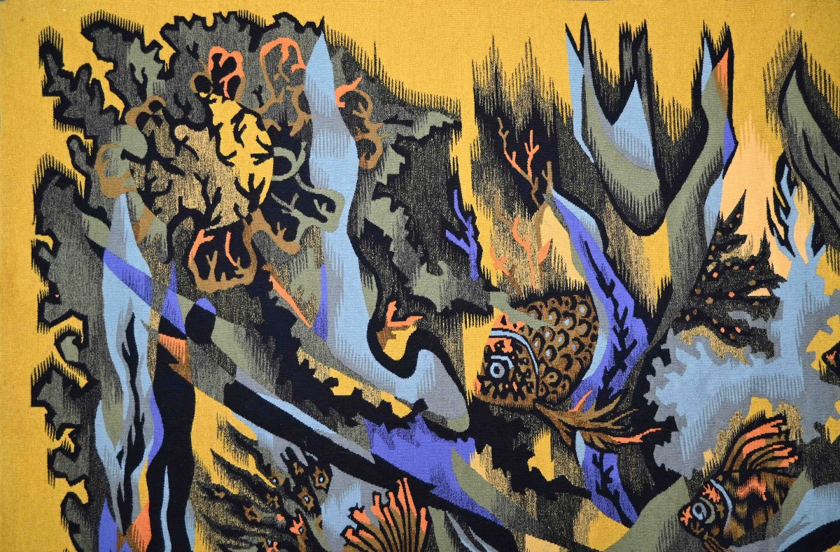 Aubusson Tapestry - Atelier Pintons Frers - Elie Grekoff, Poissons Oranges - N° 1469-photo-4